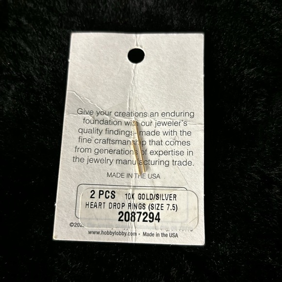 NWT The Jewelry Shoppe 2 Pieces 10K Gold/Silver Heart Drop Rings Size 7.5 Crafts - Picture 6 of 10
